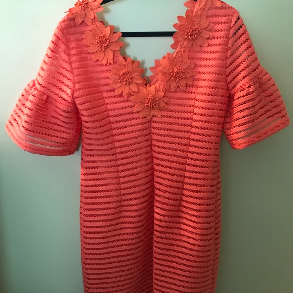 Nanette Lepore bell sleeve coral dress size 6!